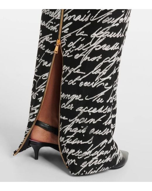 Balmain Black Ls Bodycon Love Letter Long Dress