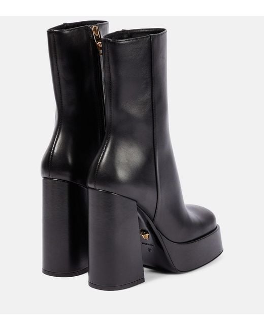 Versace Black Plateaustiefel Aus Leder