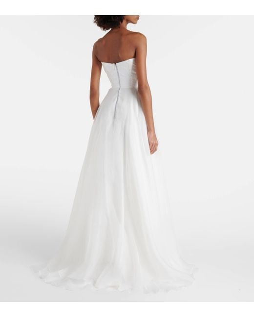 Maticevski White Bridal Dhalia Caped Silk Gown