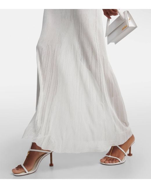 Jacquemus White Robe Maille Oranger Ribbed-knit Maxi Dress