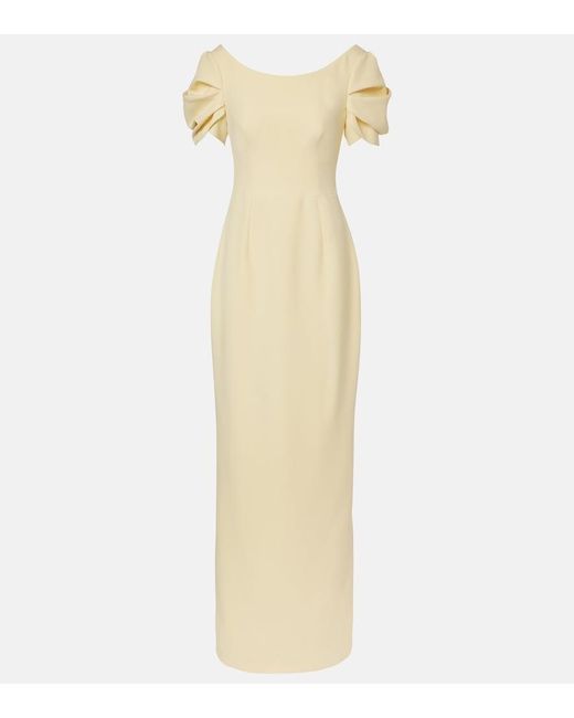 Safiyaa Natural Vanna Draped Crepe Gown