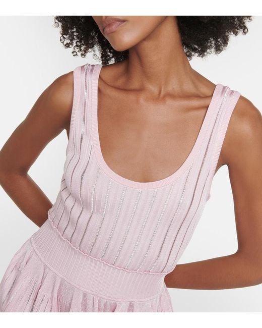 Alaïa Pink Alaïa Fluid Knitted Mini Dress