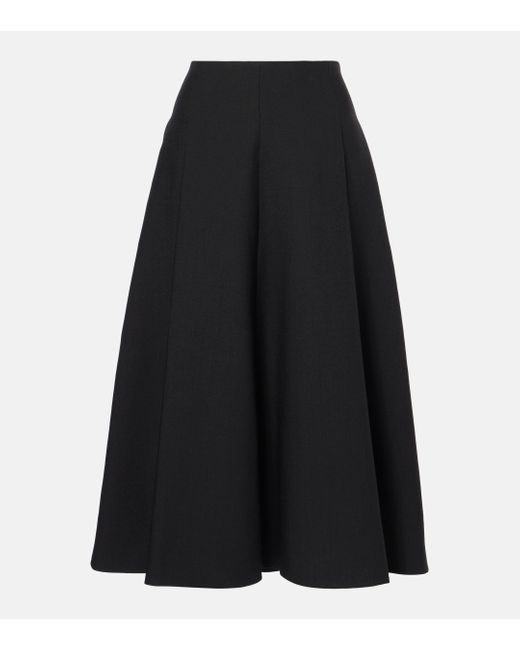 Brunello Cucinelli Black Wool Midi Skirt