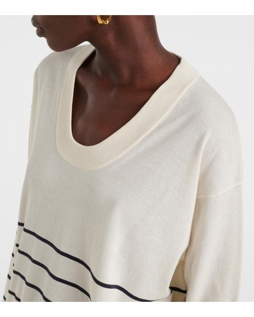 Max Mara White Levante Striped Cotton And Silk Sweater