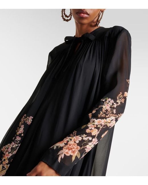 Vestido midi Natura Sheath floral con lazada Zimmermann de color Black