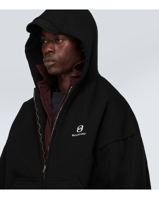 Balenciaga Black Unity Sports Icon Layered Oversized Hoodie for men