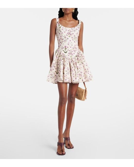 Agua Bendita Multicolor Pluma Floral Cotton Minidress