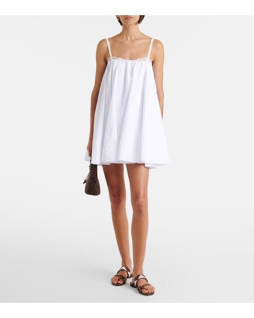 Staud White Cecily Cotton Poplin Minidress