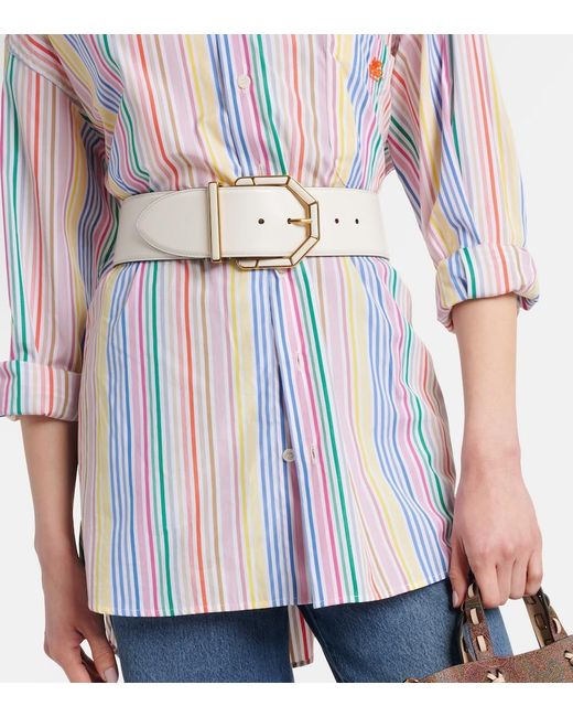 Etro White Leather Belt