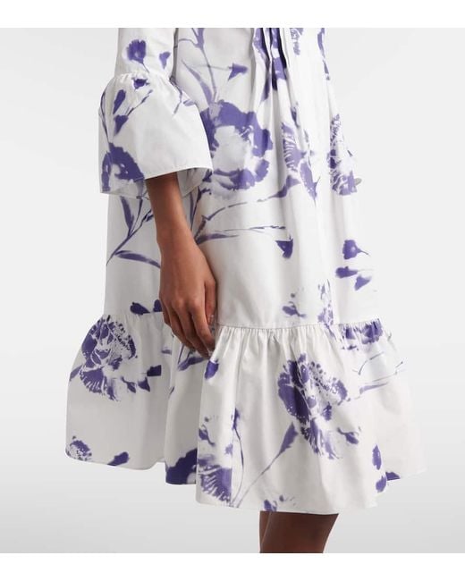 Erdem Blue Floral Cotton Minidress