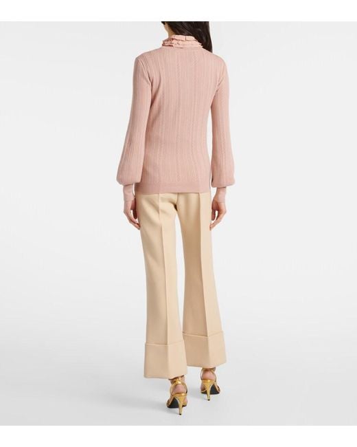 Valentino Pink Pointelle Virgin Wool Sweater