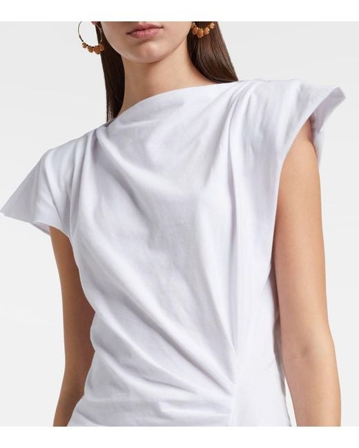 Isabel Marant White Nadela Gathered Cotton Jersey Maxi Dress