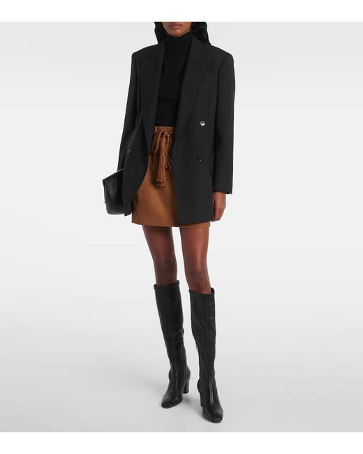 Max Mara Black Stretchy Leather Knee-High Boots