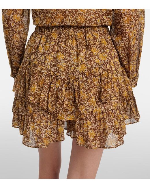 Isabel Marant Brown Jocadia Floral Tiered Cotton Voile Shorts