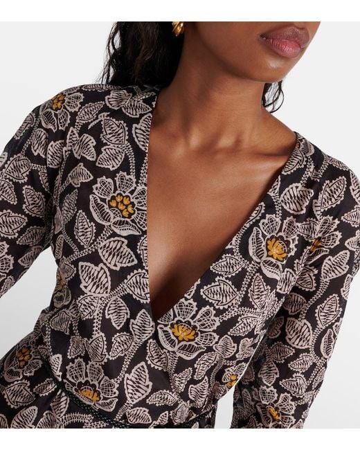 Zimmermann Black Ottie Floral Cotton Midi Dress