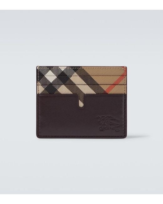 Burberry Brown Check Leather Card Holder for men