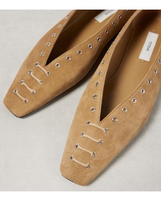 Totême Brown Suede Ballet Flats