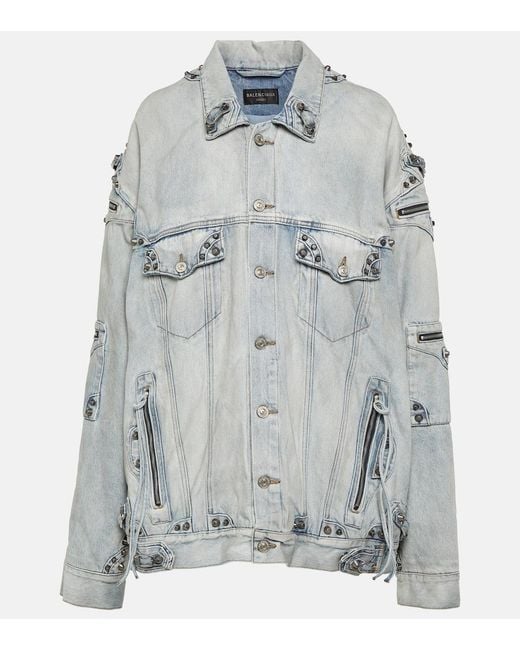 Balenciaga Gray Cagole Oversized Denim Jacket