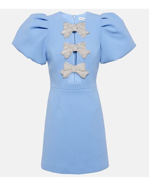 Vestido Corto Juliana De Crepe Con Lazo Rebecca Vallance de color Blue