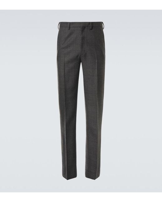 Prada Gray Prince Of Wales Cropped Virgin Wool Pants for men