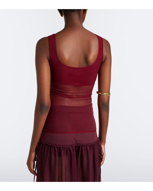 Nensi Dojaka Red Semi-Sheer Tank Top
