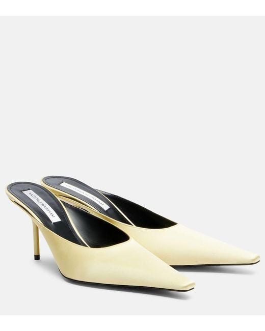 Victoria Beckham Yellow 75 Satin Mules