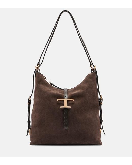 Tod's Brown Tote T Timeless Small Aus Veloursleder