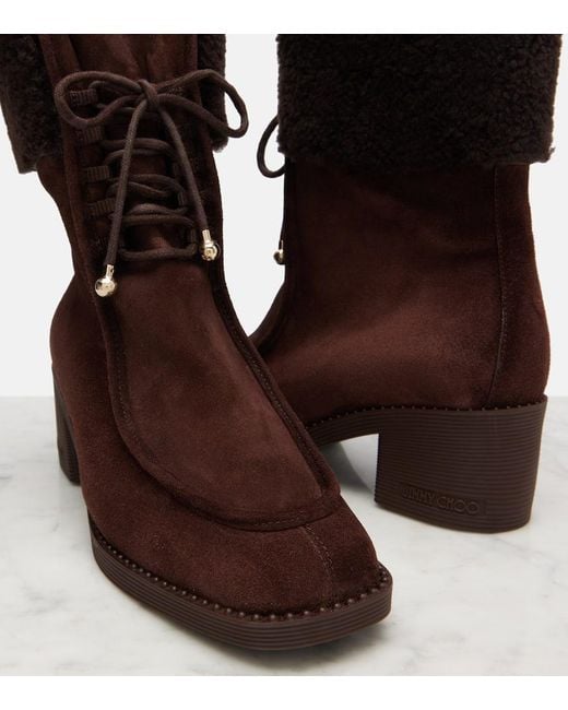 Jimmy Choo Brown Ankle Boots Hali Aus Veloursleder