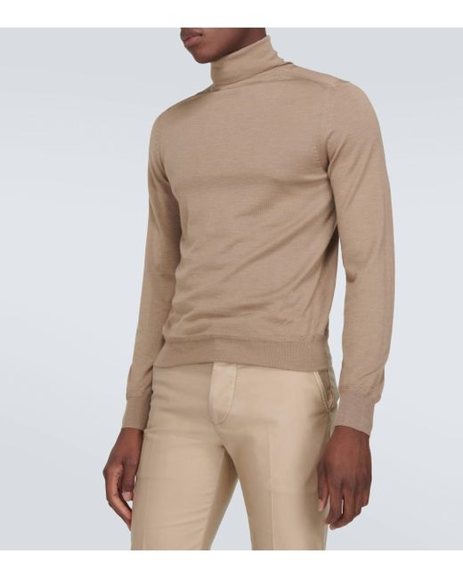 Tom Ford Brown Cashmere And Silk Turtleneck Sweater for men