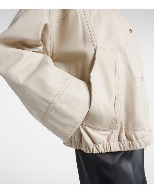 Rohe White Leather Bomber Jacket