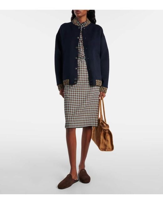 Prada Multicolor Checked Silk-Blend Midi Skirt
