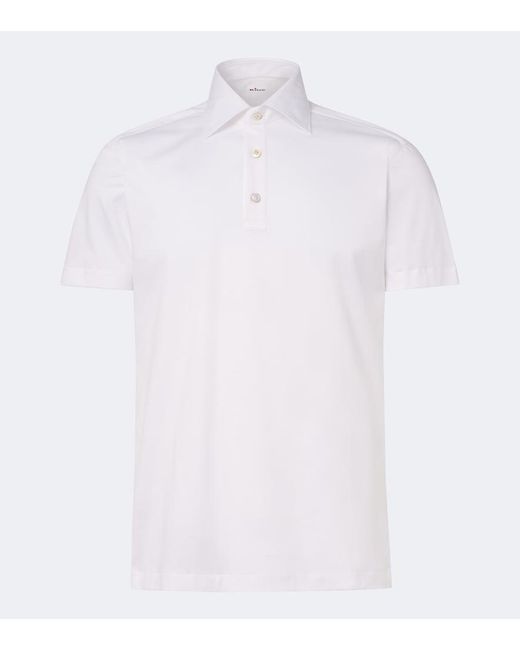Kiton White Cotton Jersey Polo Shirt for men