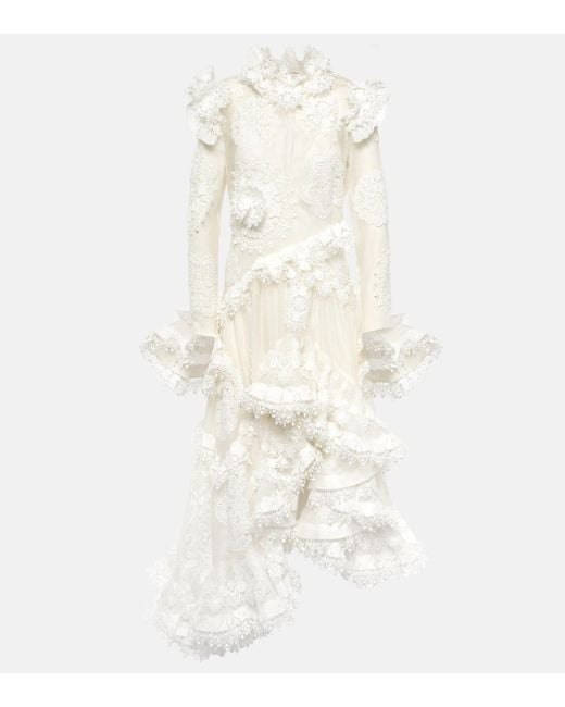 Robe longue Matchmaker en lin et soie Zimmermann en coloris White