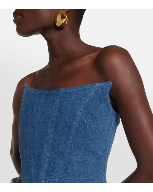 GIUSEPPE DI MORABITO Blue Denim Bustier Top