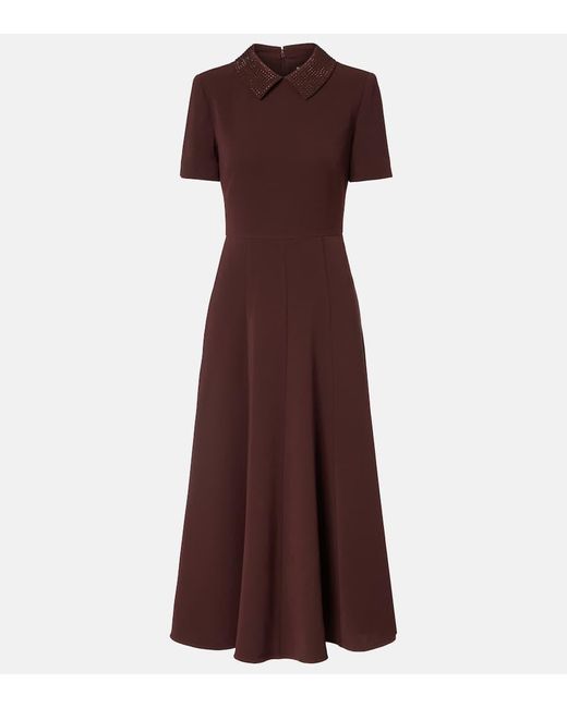 Roland Mouret Brown Midikleid Aus Cady Mit Kristallen