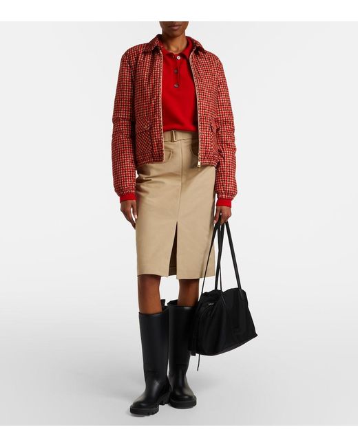 Moncler Natural Belted Cotton Pencil Skirt