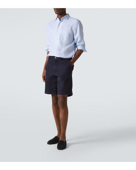 Fedeli Blue Linen Shirt for men