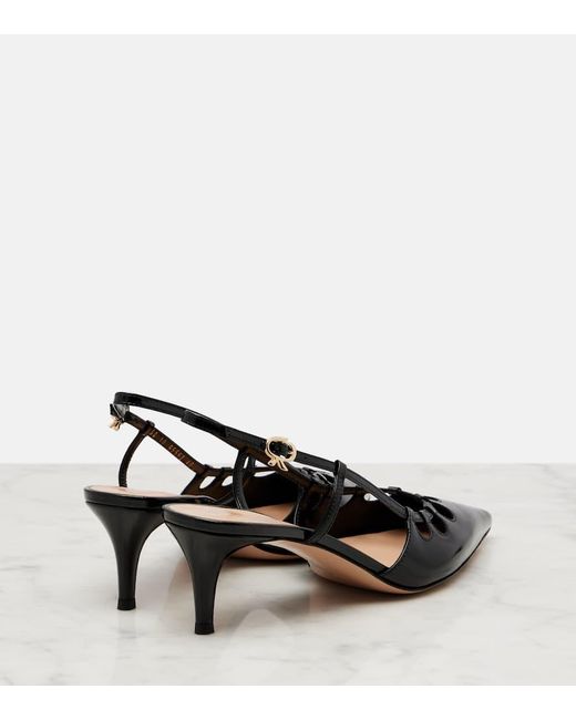 Gianvito Rossi Black Pointy 55 Patent Leather Slingback Pumps