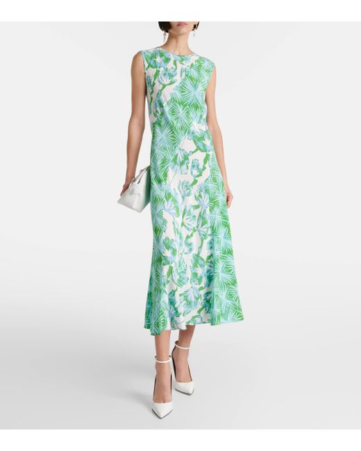 Diane von Furstenberg Green Sunniva Floral Maxi Dress