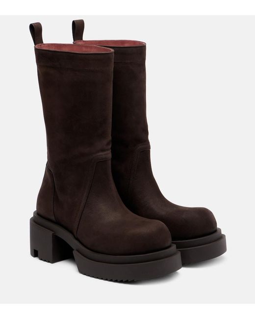 Rick Owens Brown Leather Ankle Boots