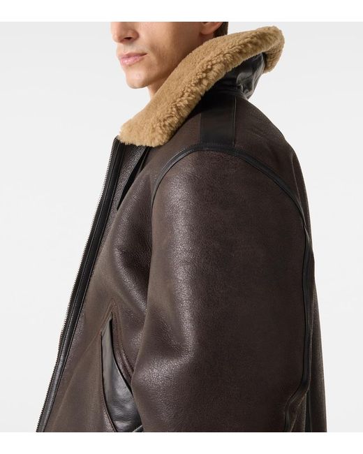 Lemaire Black Shearling-Lined Leather Jacket for men