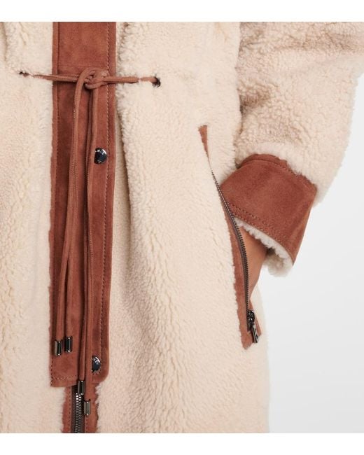 Bogner Brown Gritt Suede-Trimmed Shearling Coat
