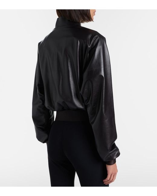 Gucci Black Leather Bomber Jacket