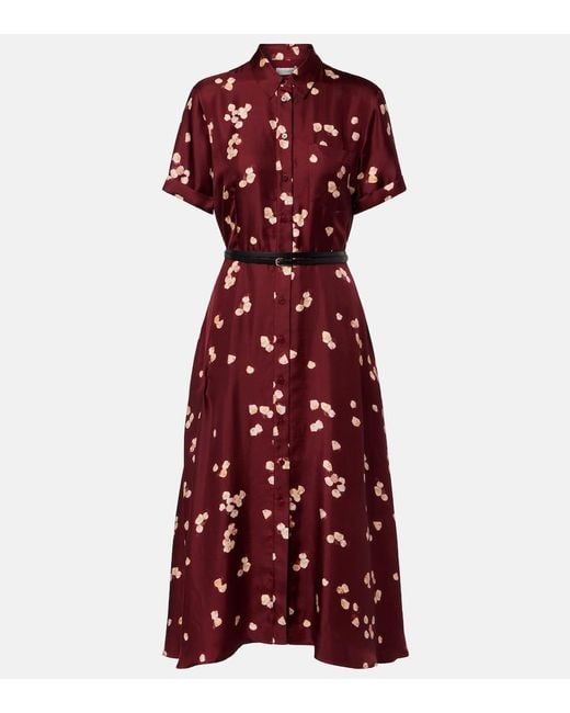 Altuzarra Red Belted Printed Silk Shirt Dress
