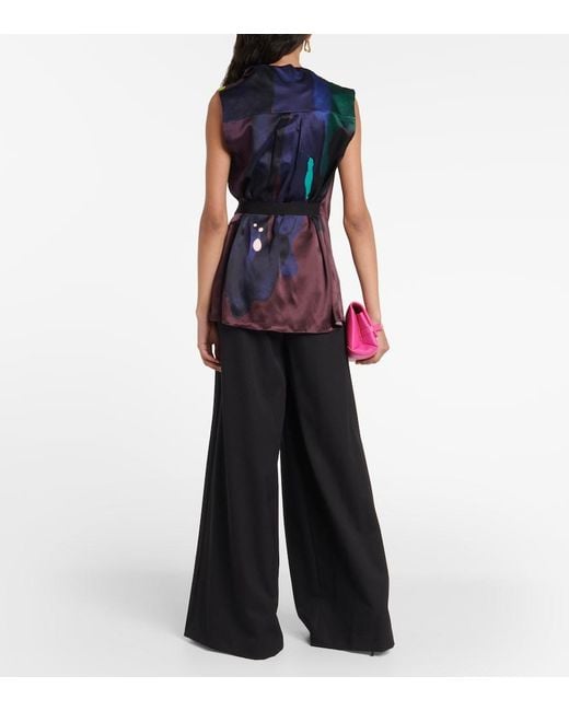 Roksanda Multicolor Printed Self-Tie Silk Top