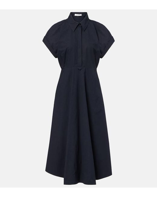 Dorothee Schumacher Blue Poplin Power Cotton-Blend Shirt Dress