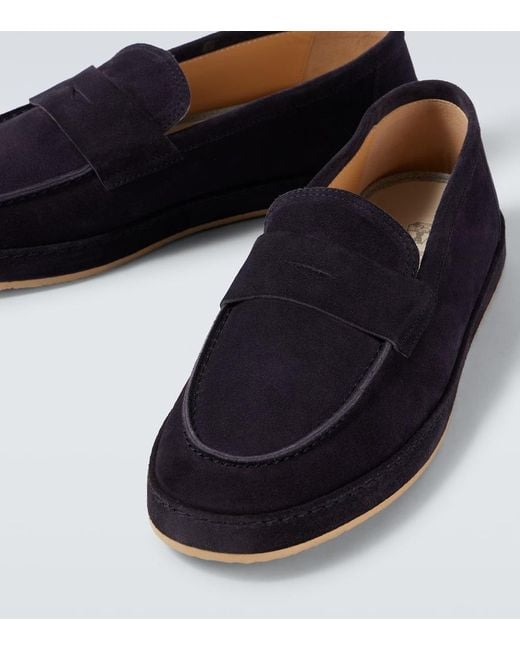 Brunello Cucinelli Loafers Aus Veloursleder in Black für Herren