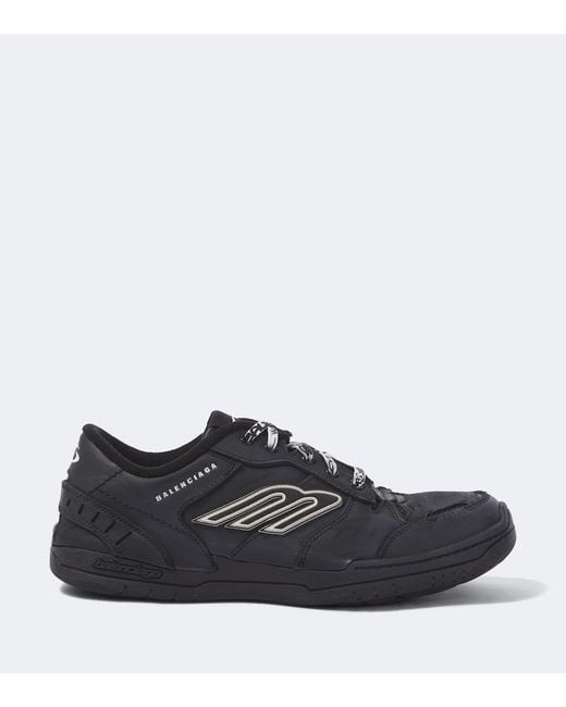 Balenciaga Black Hamptons Leather Sneakers for men