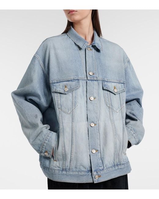 Chaqueta De Denim Con Logo Balenciaga de color Blue