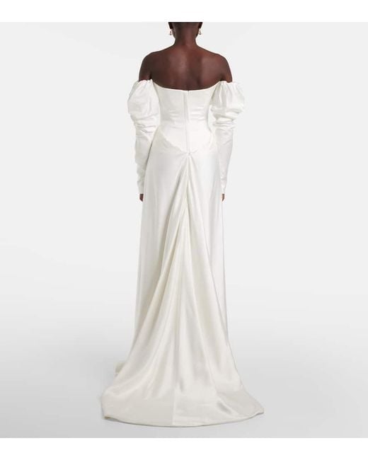 Vivienne Westwood White Bridal Ember Off-Shoulder Satin Corset Gown